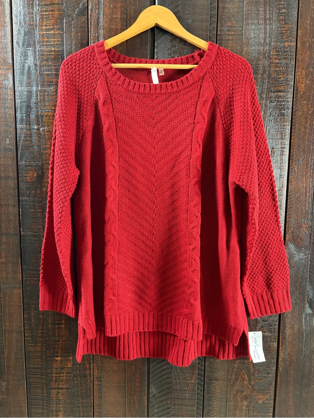 NY Collection Red Cable-front Sweater NWT